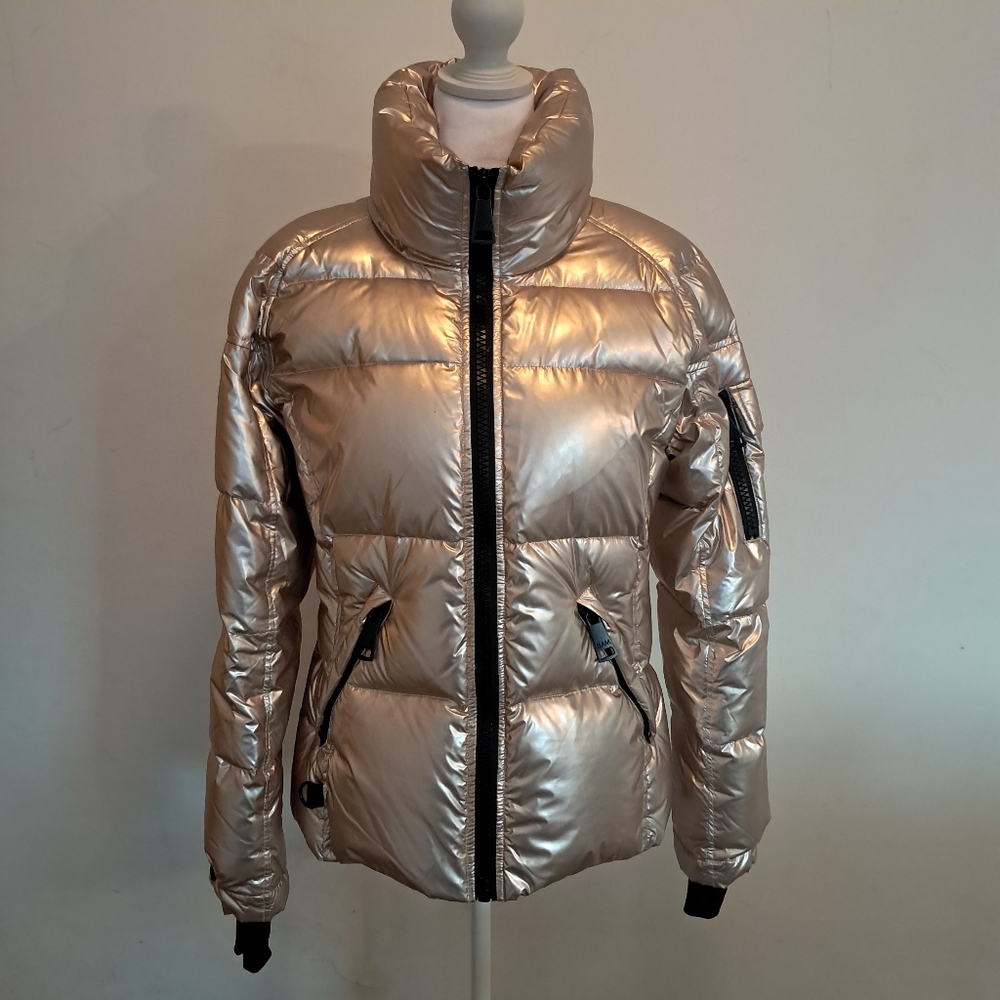 SAM. Puffer Jacket Women's Large L Freestyle Down Metallic Rose Gold Insulated